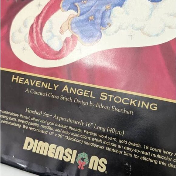 Dimensions Gold‎ Heavenly Angel Stocking 8450 Cross Stitch Christmas Vintage 90s - Picture 4 of 7